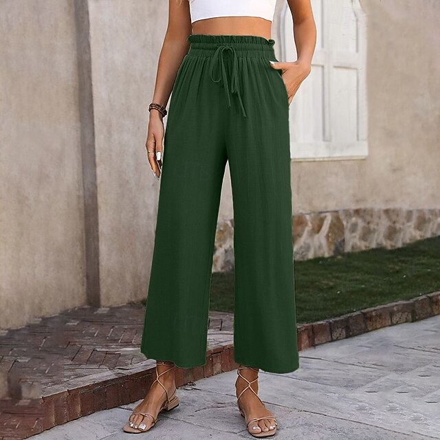 Women's Cotton Linen Pants Wide Leg Chinos Vacation