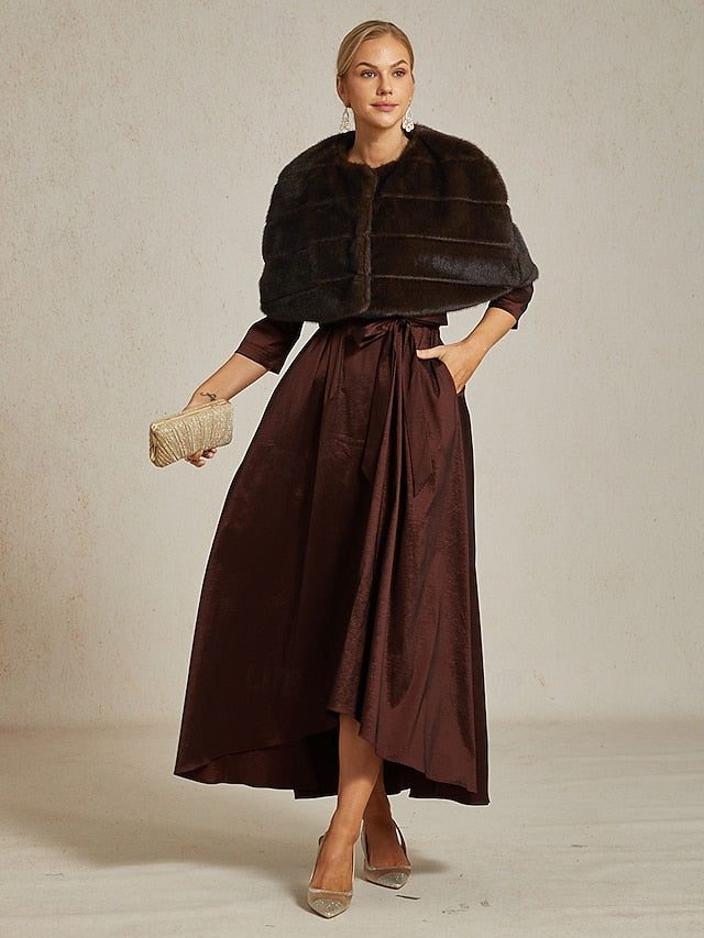 Shrug Fur Brown Faux Wrap Formal Party Women's Cocktail