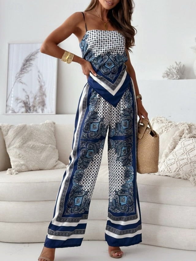 Women's Camisole Pants Sets Bolero Top Sleeveless Strap
