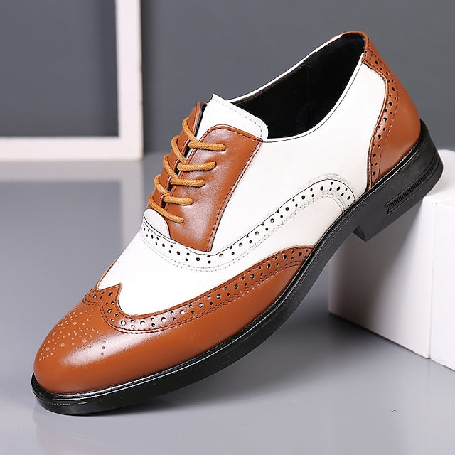 Burgundy and Oxford Wingtip Shoes Brogue Men's White