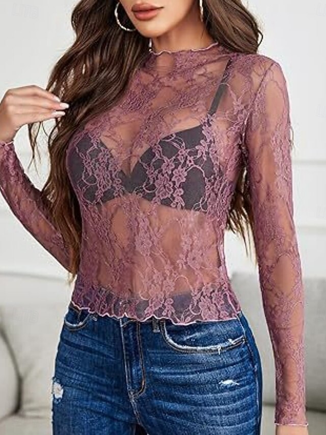 Women's Popover Shirt Casual Shirt Blouse Lace Patchwork