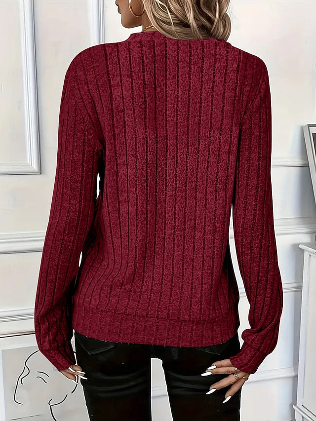 Women's Blouse Zipper Solid Color Stylish Casual Long
