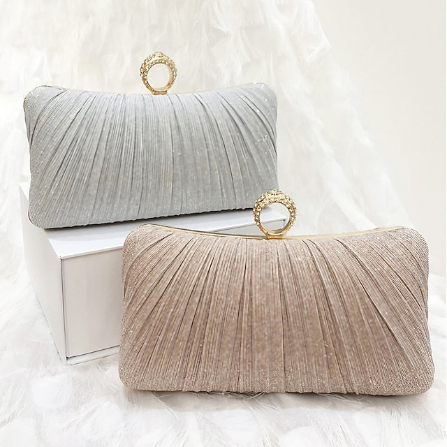 Clutch Evening Rhinestone Ring Glitter Gold Bag with Elegant