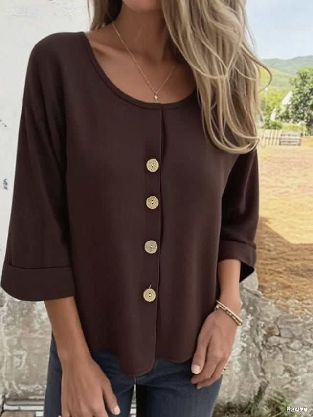 Women's Blouse Solid Color Elegant Stylish Casual Long