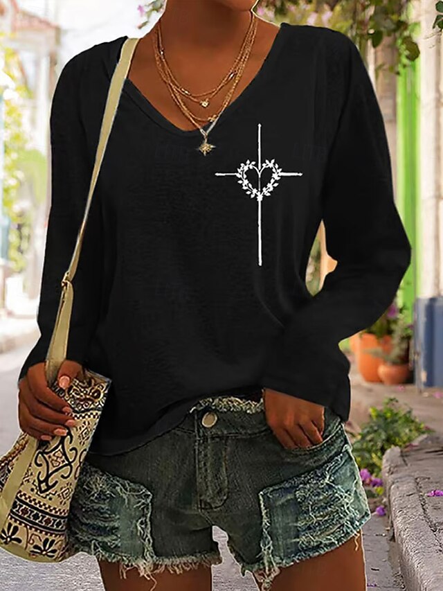 Valentine's Day Women's T Shirt Print Heart Graphic