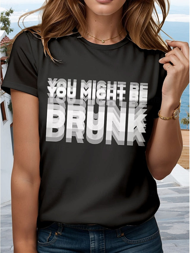 Women's T Shirt Print Graphic Letter Stylish Casual Short