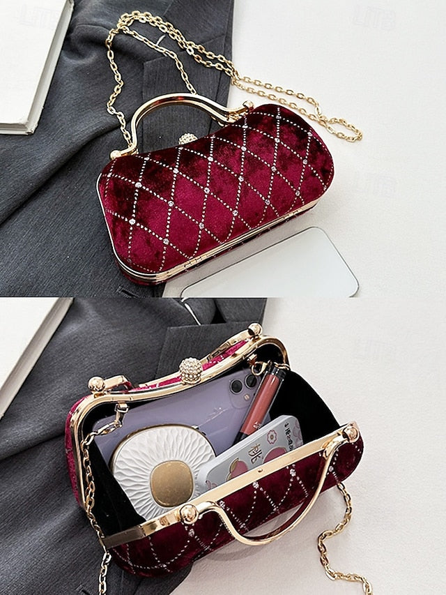 Velvet Diamond Quilted Evening Women's Accents Purse with -