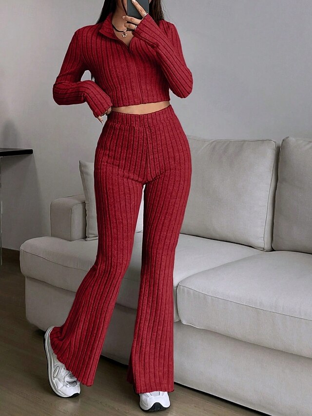 Women's Pants Sets Bolero Top Long Sleeve Shirt Collar