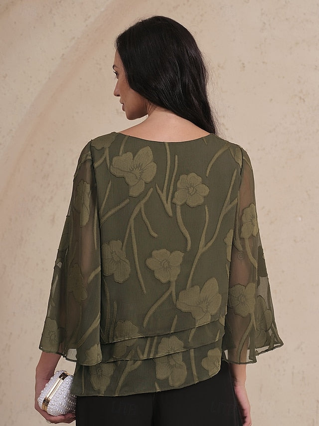 Women's Lace Shirt Blouse Dressy Tops Chiffon Tops