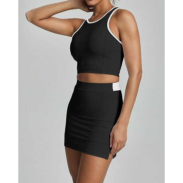 Women's Solid Colored Sports Set Tennis Dress Tennis Shirt