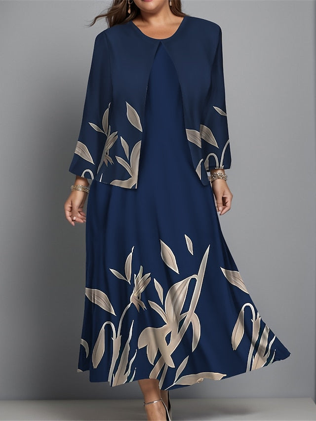 Women's Plus Size Midi Dress Dress Set Casual Dress Swing