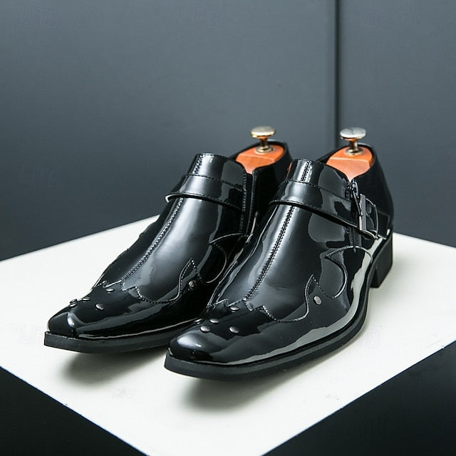 Strap Shoes Leather Men's – Formal Monk Black