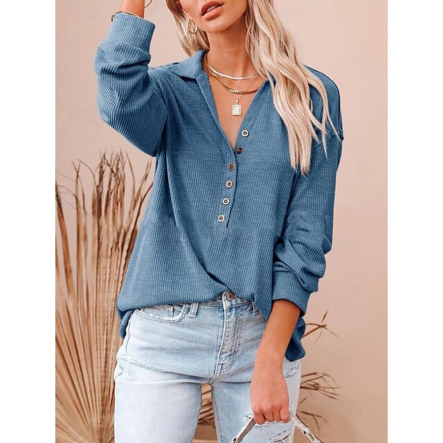 Women's Popover Shirt Casual Shirt Corduroy Shirt Blouse