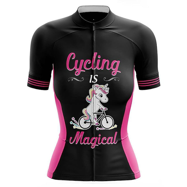 Women's Cycling Jersey Graphic Rainbow Unicorn Short Sleeve