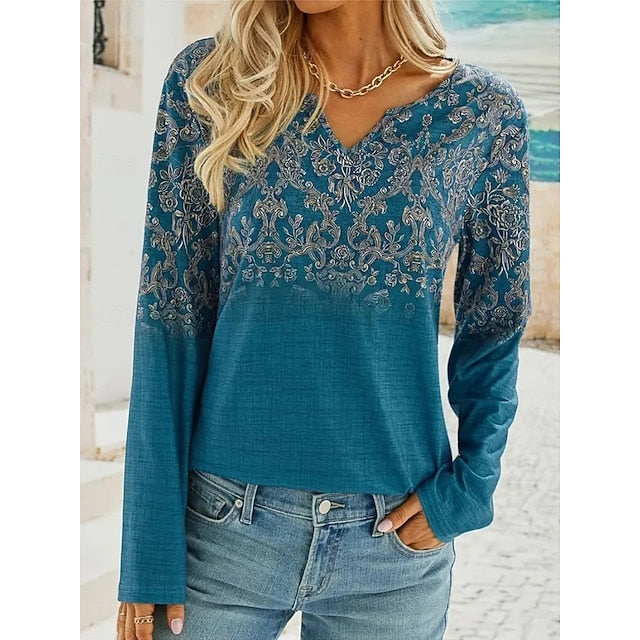 Women's Blouse Print Floral Bohemia Vacation Vintage Long