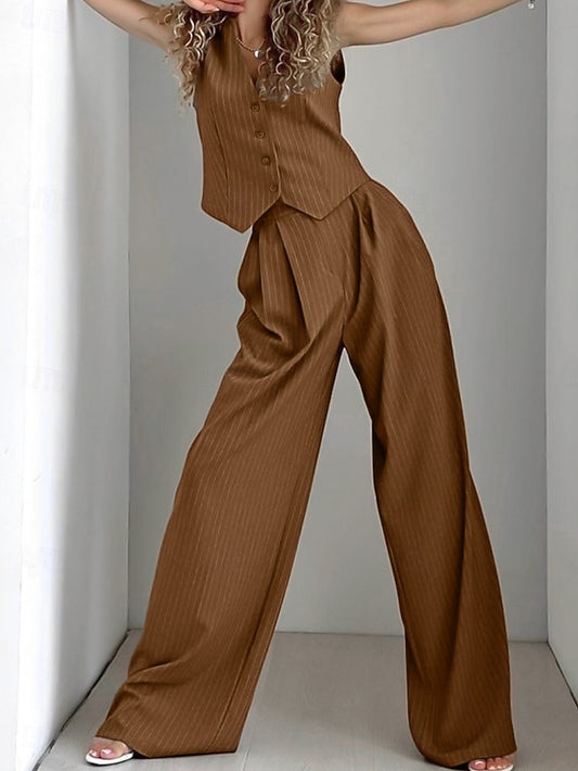 Women's Two Piece Sets Vest Pants Sets Sleeveless V Neck