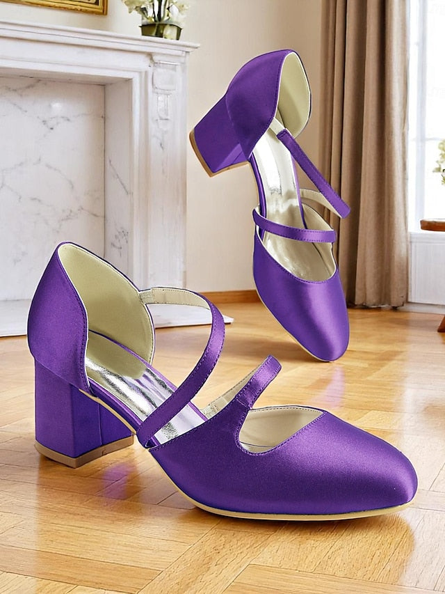 Mary Heels – 1950s Satin Elegant Women's Block Jane Green