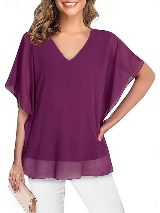 Women's Shirt Blouse Ruffle Blouse Plain Stylish Classic