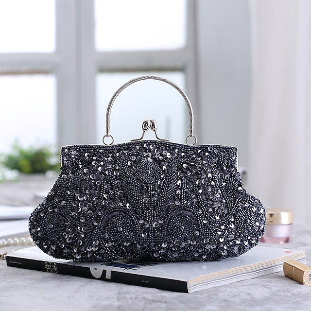 Women's Purse Beaded Vintage Clutch – Evening White