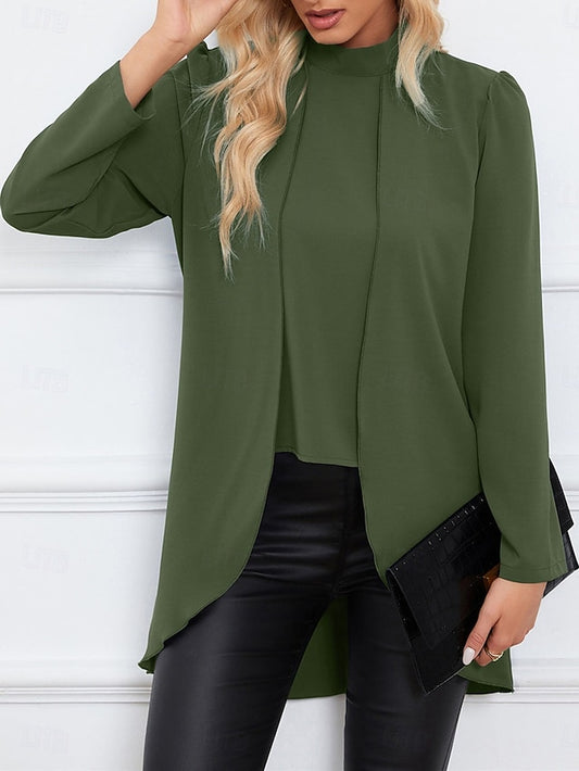 Women's Shirt Blouse Ruffle Solid Color Basic Casual Long