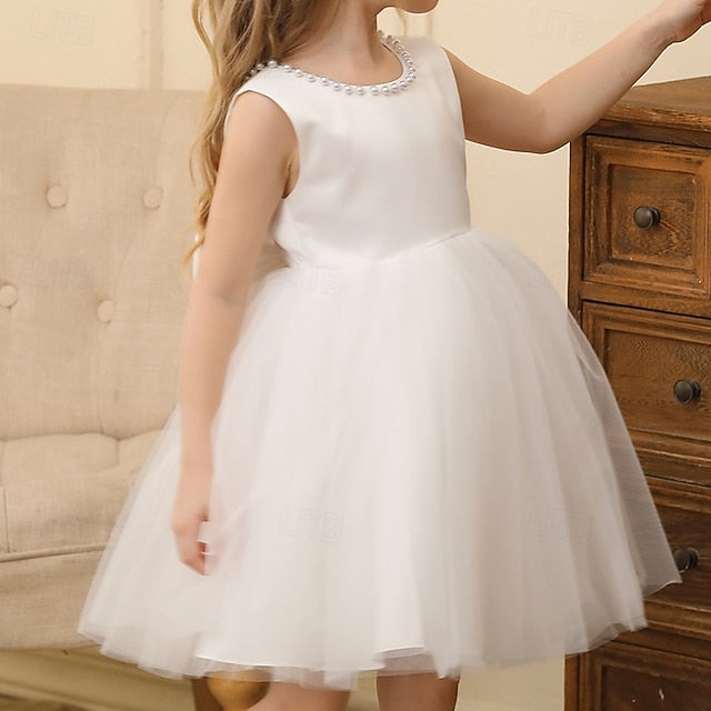 Kids Sleeveless Party Dress Wedding Girls' Color Solid