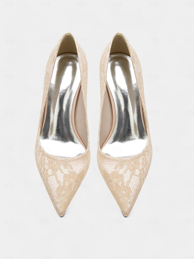Women's - Pointed-Toe Heels Lace-Embroidered Stiletto