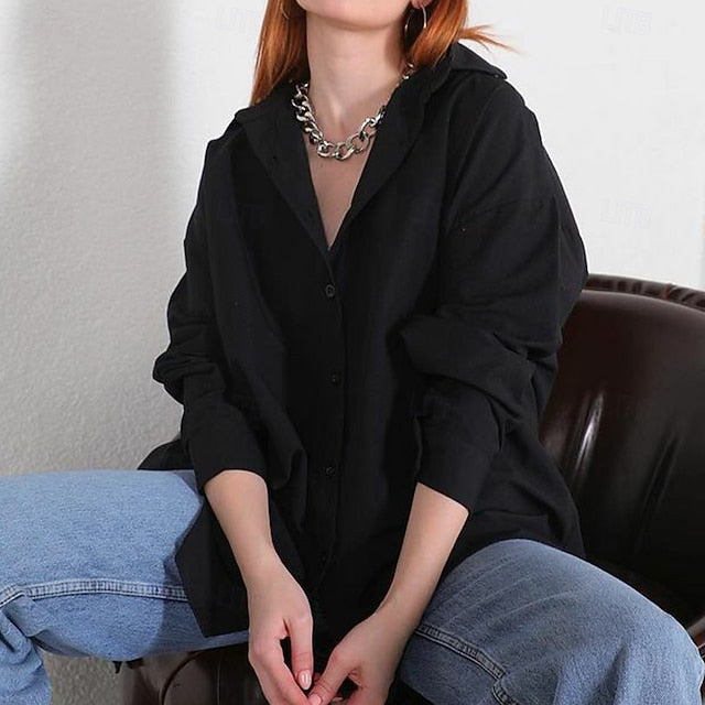 Women's Casual Shirt Button Up Shirt Blouse Patchwork