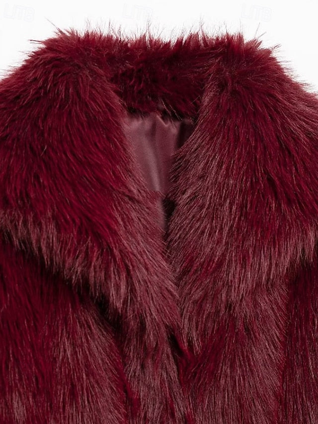 Coat Warm Leathers Faux Fur Furs Comfortable Women's