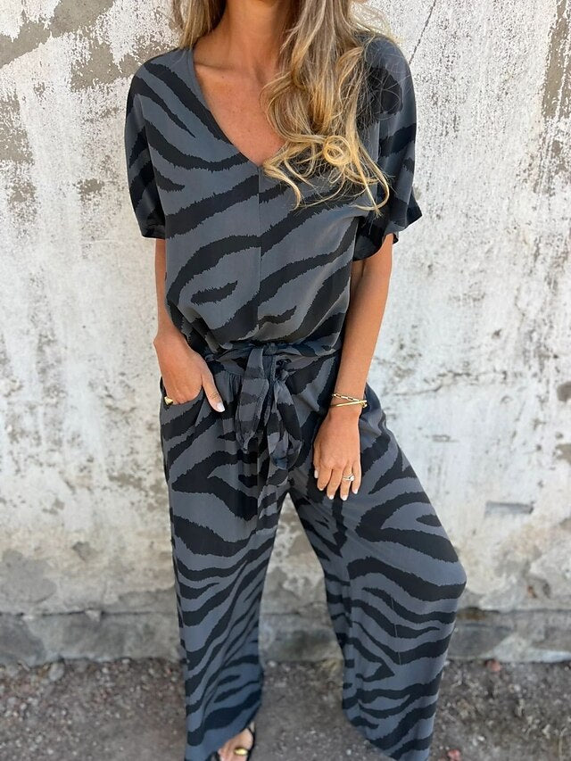 Women's Pants Sets Bolero Top Short Sleeve V Neck Graphic