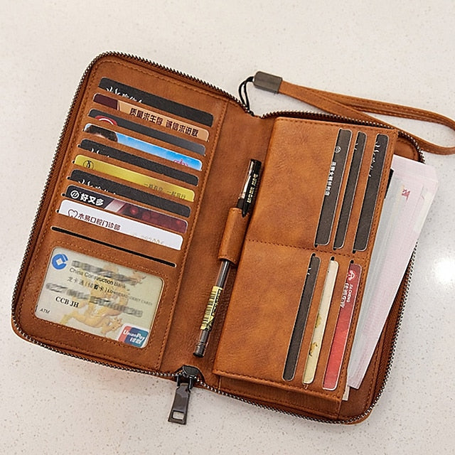 Leather Daily Wallet Bag PU Women's Phone Outdoor Mobile