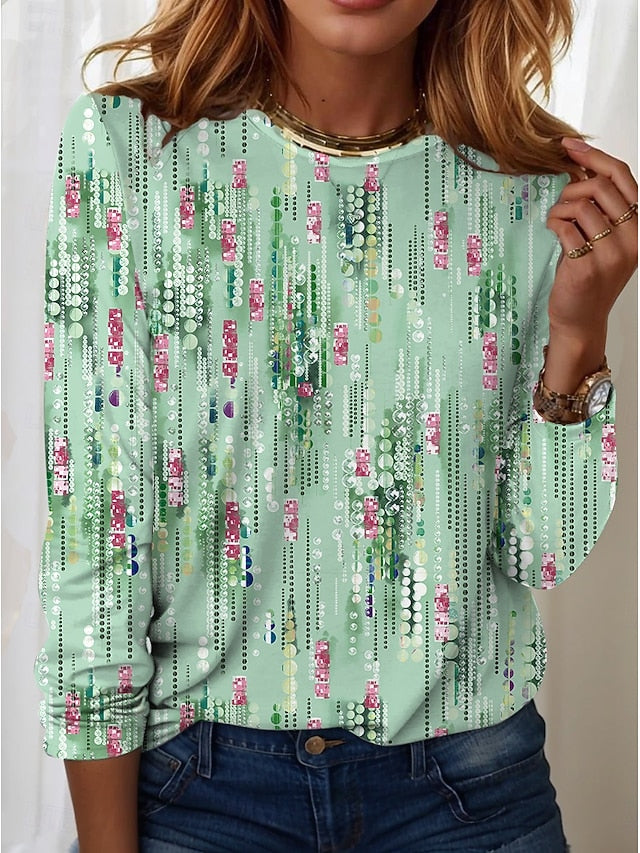 Women's T Shirt Casual Print Regular Tops Daily Blue Sky