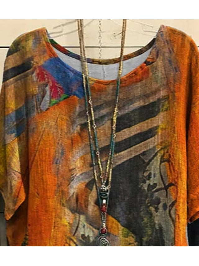 Women's Plus Size Blouse Chiffon Vintage Casual Print