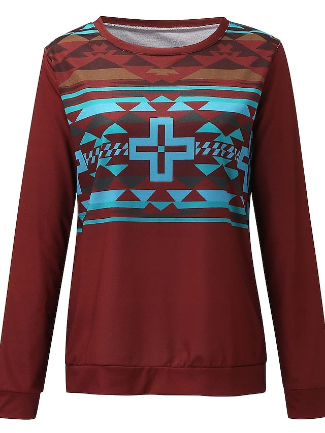 Women's Sweatshirt Pullover Geometric Aztecs Street Casual