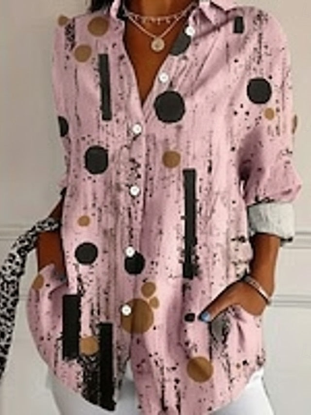 Women's Shirt Linen Like Breathable Lightweight Ombre