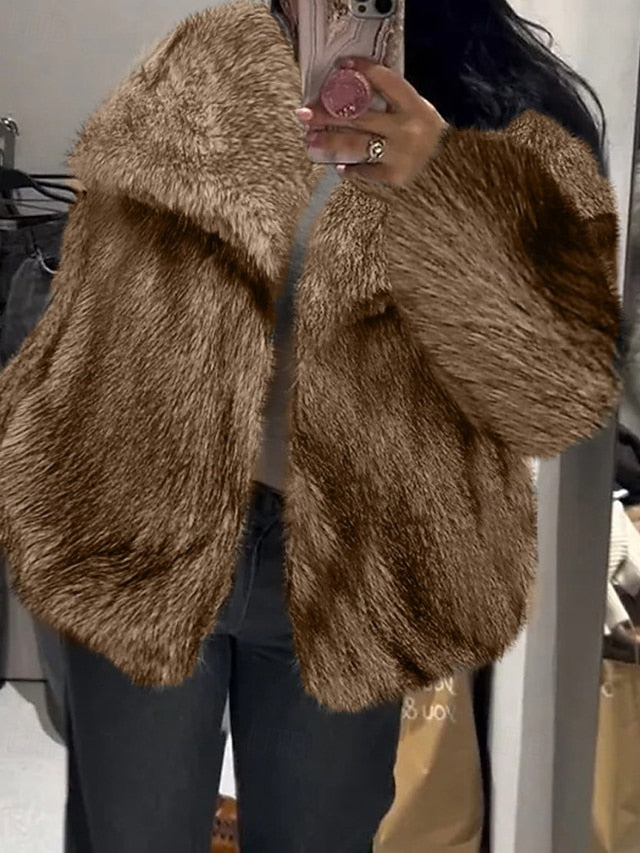 Faux Leathers Coat Comfortable Fur Women's Warm Furs