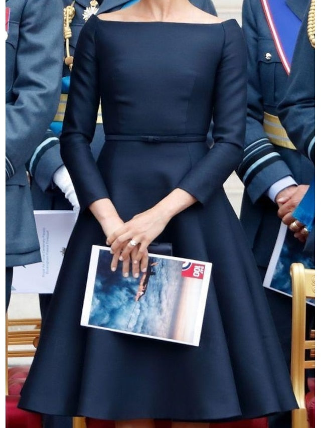 Jewel Simple Mother of Tea Dress the Bride A-Line Elegant Neck