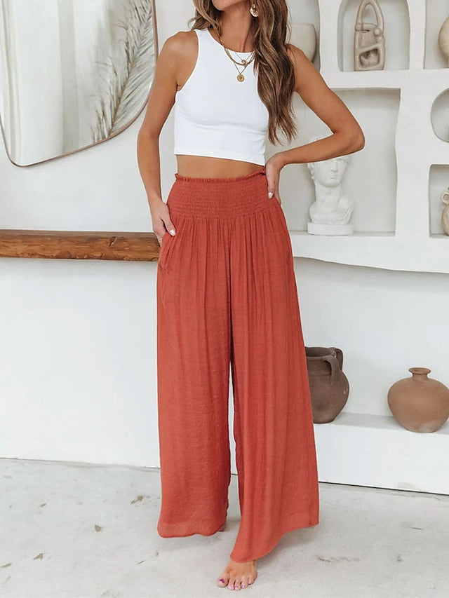 Women's Wide Leg Pants Trousers Vacation Simple Casual Full