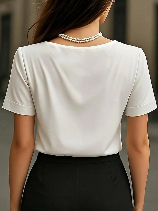 Women's Blouse Solid Color Elegant Stylish Basic Short