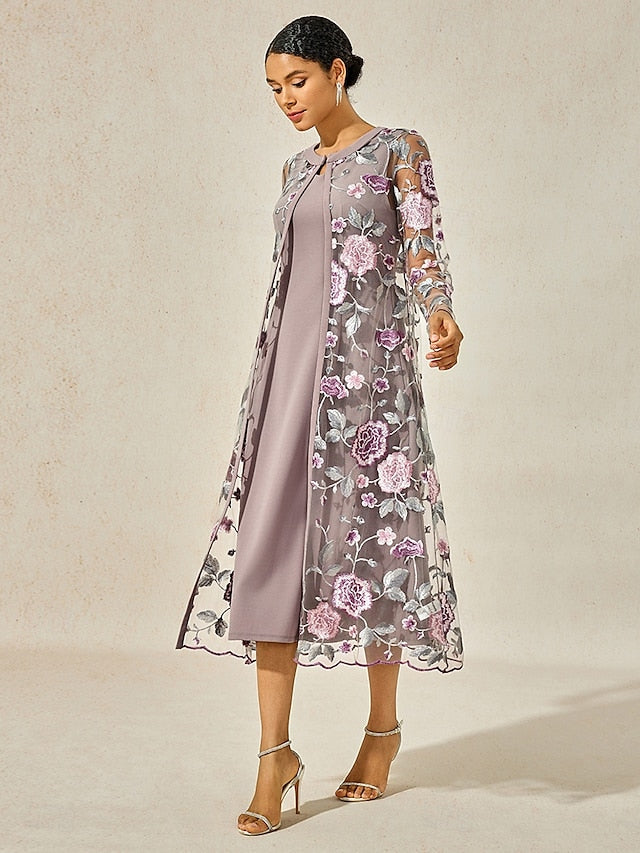 Women's Tea Length Cocktail Dress Dress Set Wedding Guest