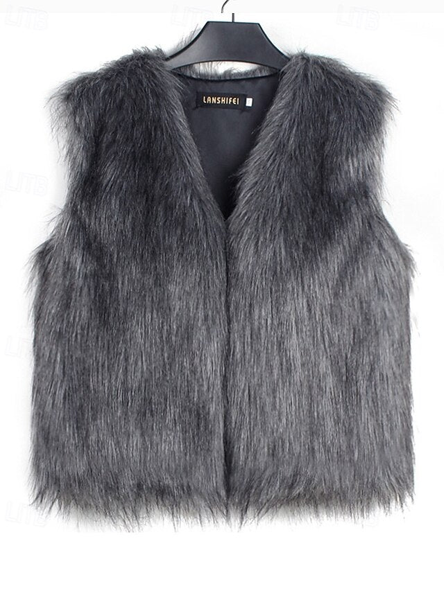 Vest Coat Furs Comfortable Women's Faux Leathers Fur