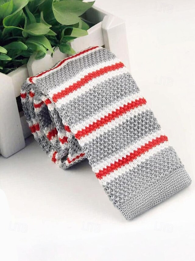 Christmas Stripe Men's Neck Woven - Stylish Knit Tie