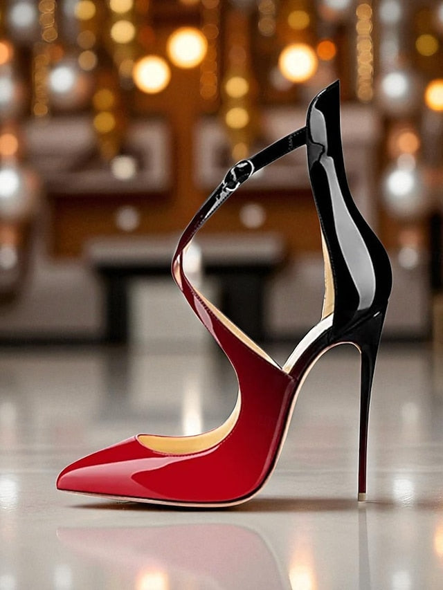 Stiletto Strappy Leather Patent Heels Purple Women's -