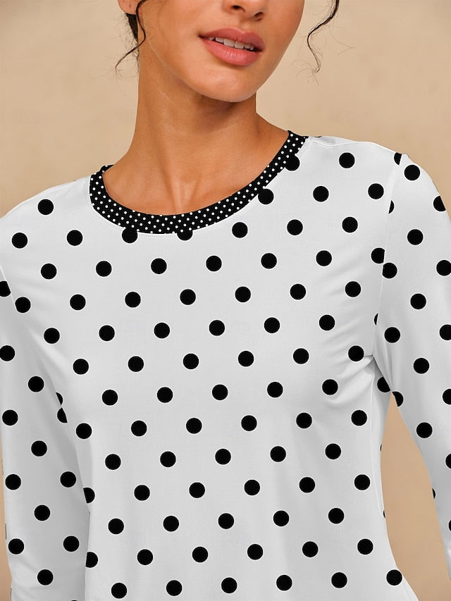 Women's Golf Polo Shirt White Long Sleeve Top Ladies Golf