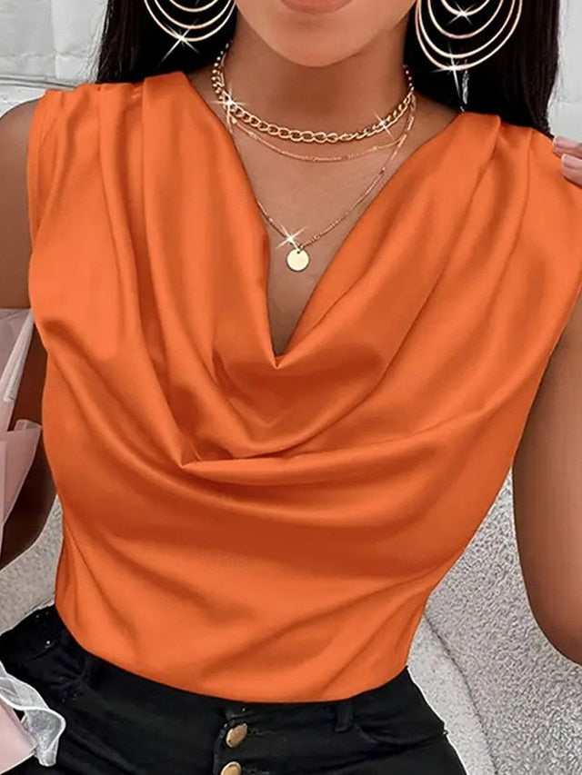 Women's Tank Top Plain Stylish Modern Sleeveless Cowl Neck