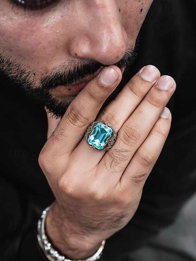 Alloy Gemstone Men's Ring
