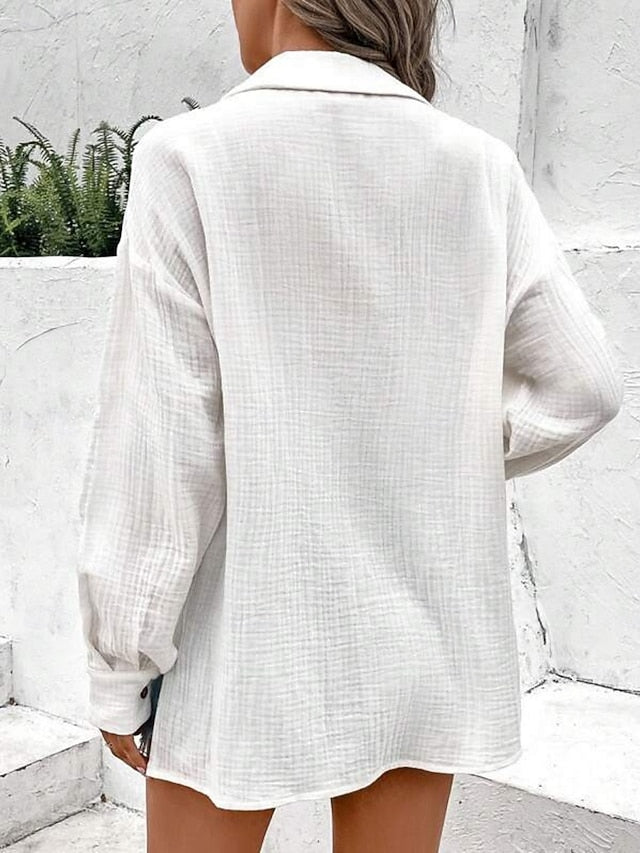Women's Shirt Button Down Shirt Casual Shirt Buttons Plain