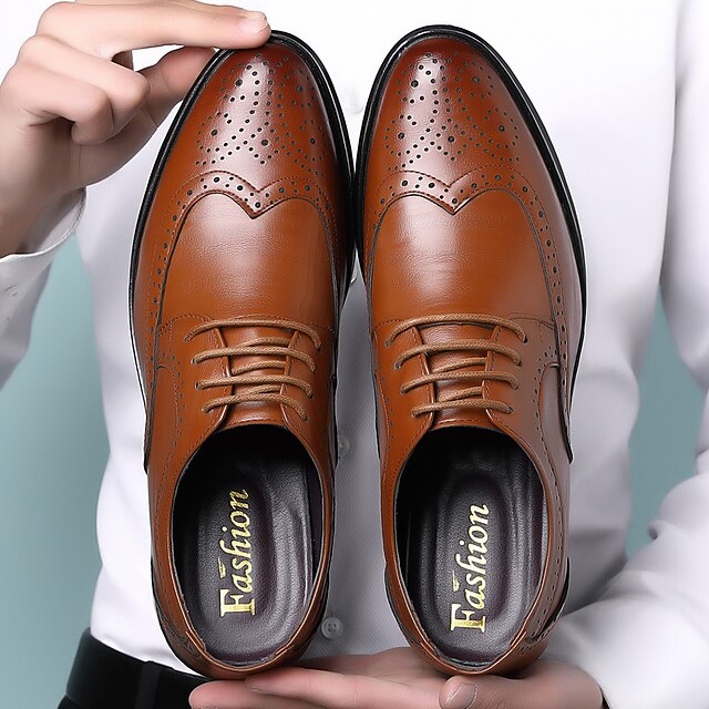 Classic – Shoes Faux Leather Brogue Brown Men's