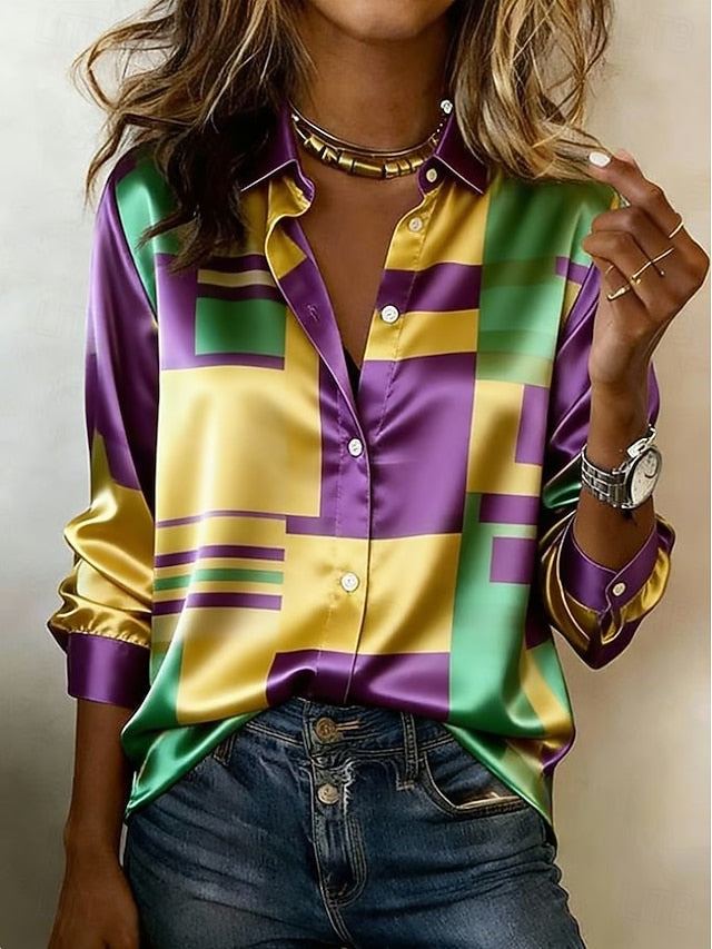 Mardi Gras Women's Shirt Graphic Geometric Abstract Vintage