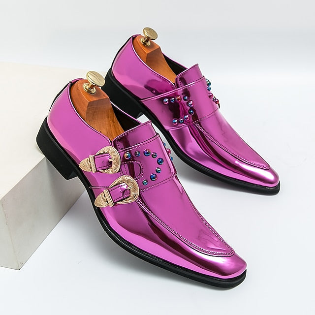 Metallic Shoes Men's Loafers Pink Fashion – Buckle