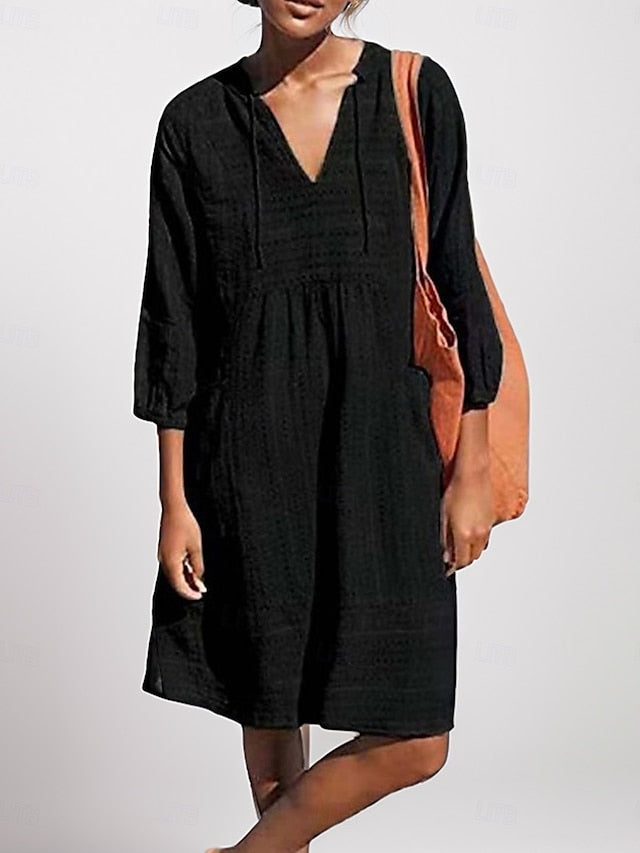 Women's Blue Black Green Summer Spring Midi Dress Cotton